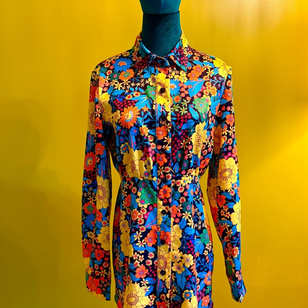 Floral Long Sleeve Dress - Multicolor